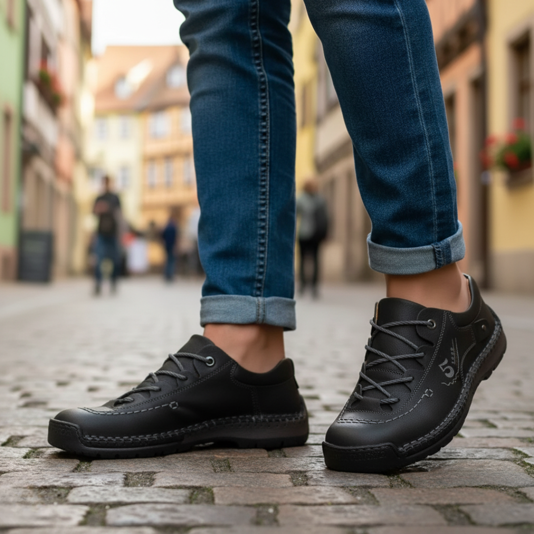 Orthopädische Walkingschuhe aus Leder für Herren mit Dämpfung – Nordspur StrongStep