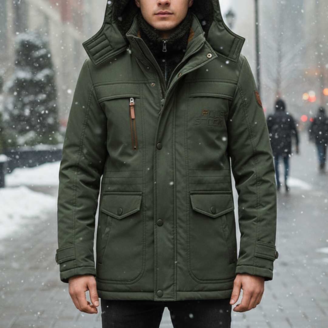 Winterjacke Herren mit Kapuze & Windschutz – NordGlacier Parka