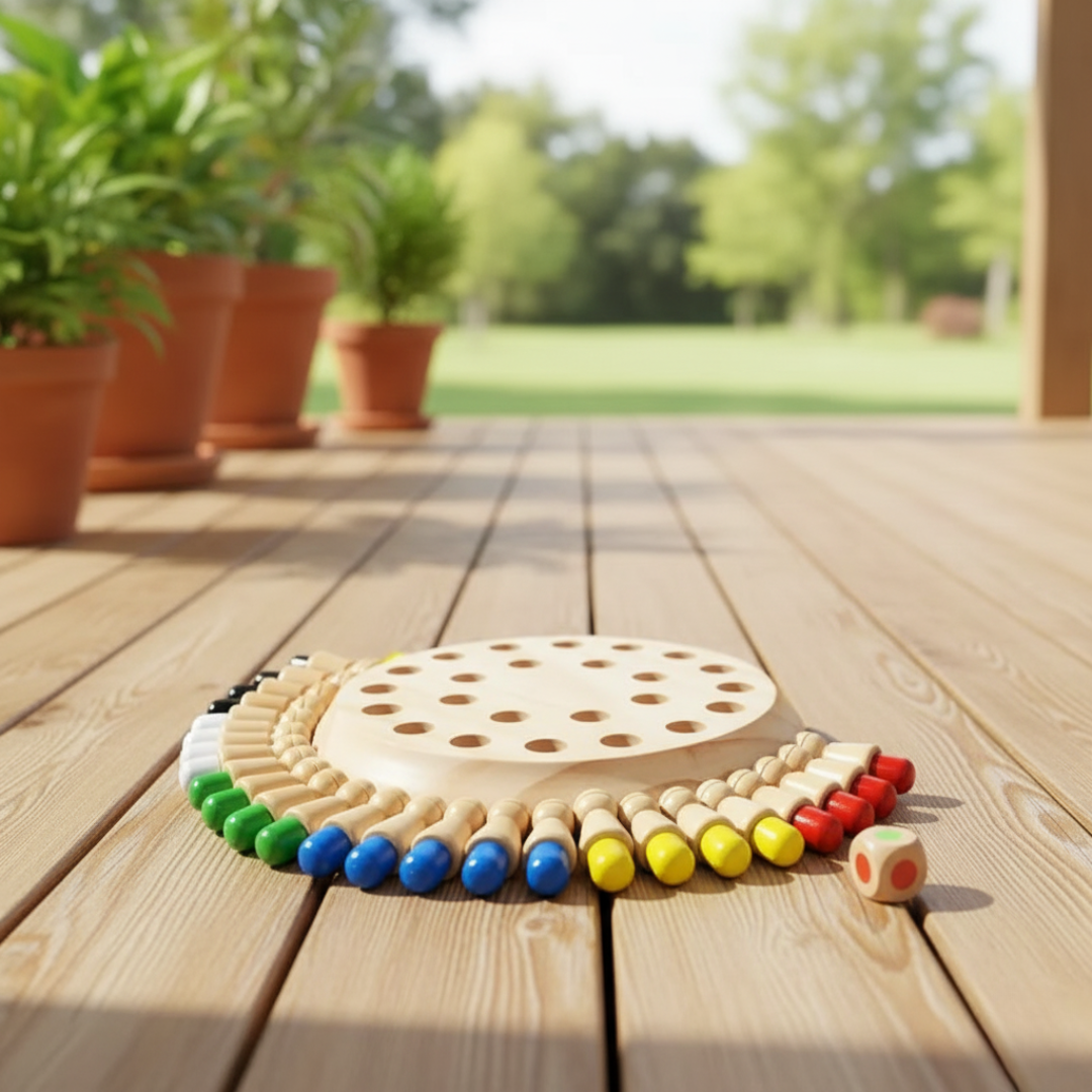 Spielzeug Memory-Schach aus Holz mit Farbwürfel – MemoLogic Spiel
