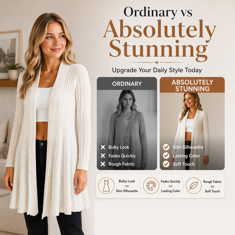 Elegante strukturierte offene Strickjacke – weich, mühelos und leicht zu stylen