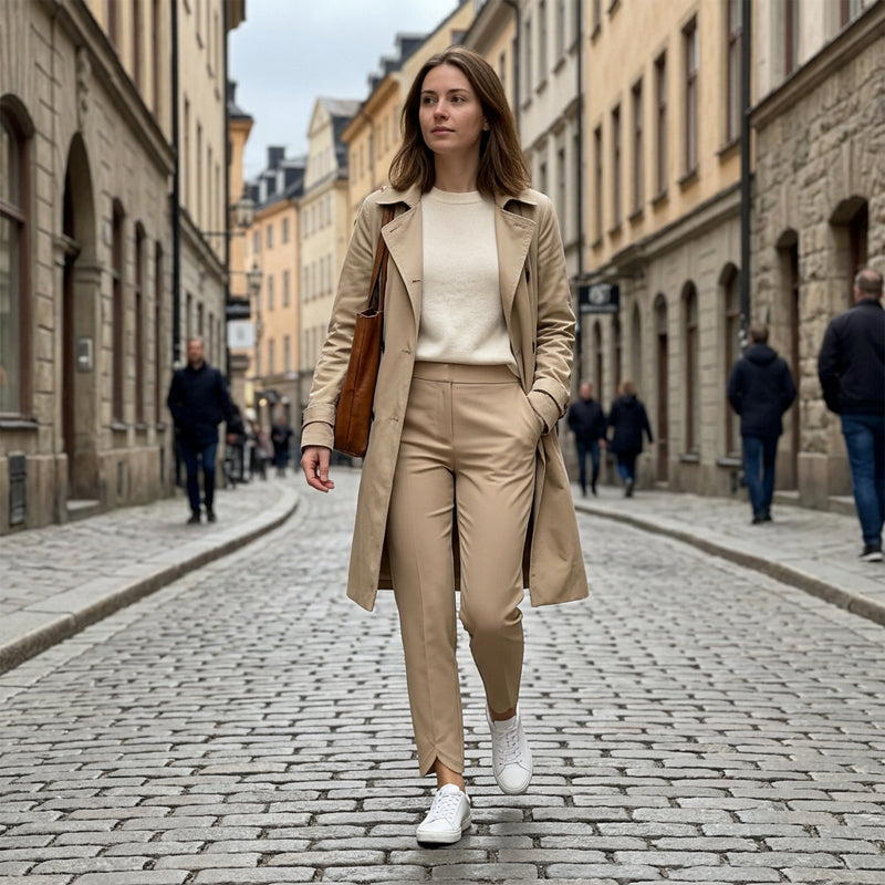 Damen-Hose mit hohem Bund und Reißverschlusstaschen – Leicht, Atmungsaktiv, Weich 26"/27" Knöchelhose