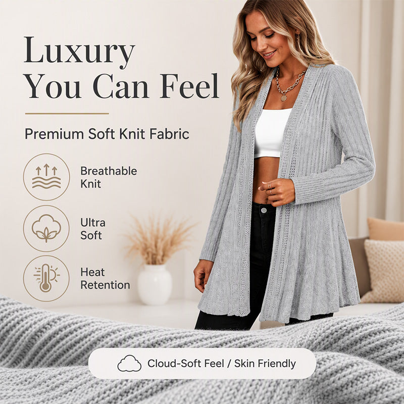 Elegante strukturierte offene Strickjacke – weich, mühelos und leicht zu stylen