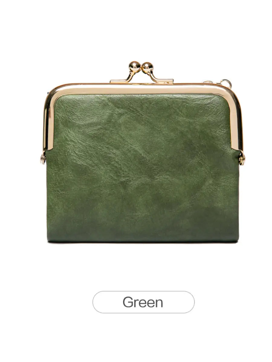 Kompakte Bifold-Geldbörse im Vintage-Stil mit Bügelverschluss-Münzfach