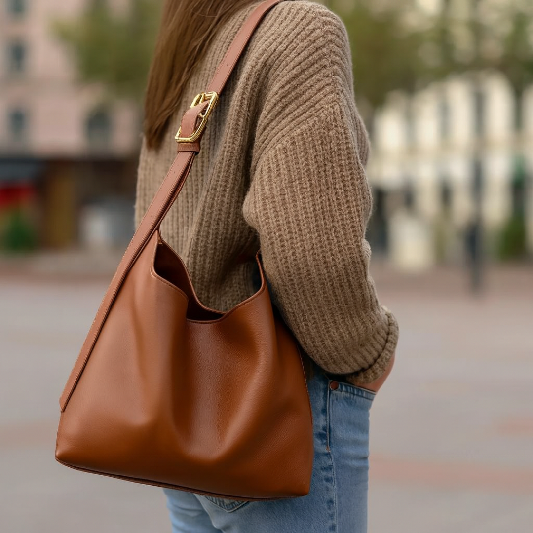 Lederschultertasche mit großem Stauraum & breitem Gurt – Aurielle Bag