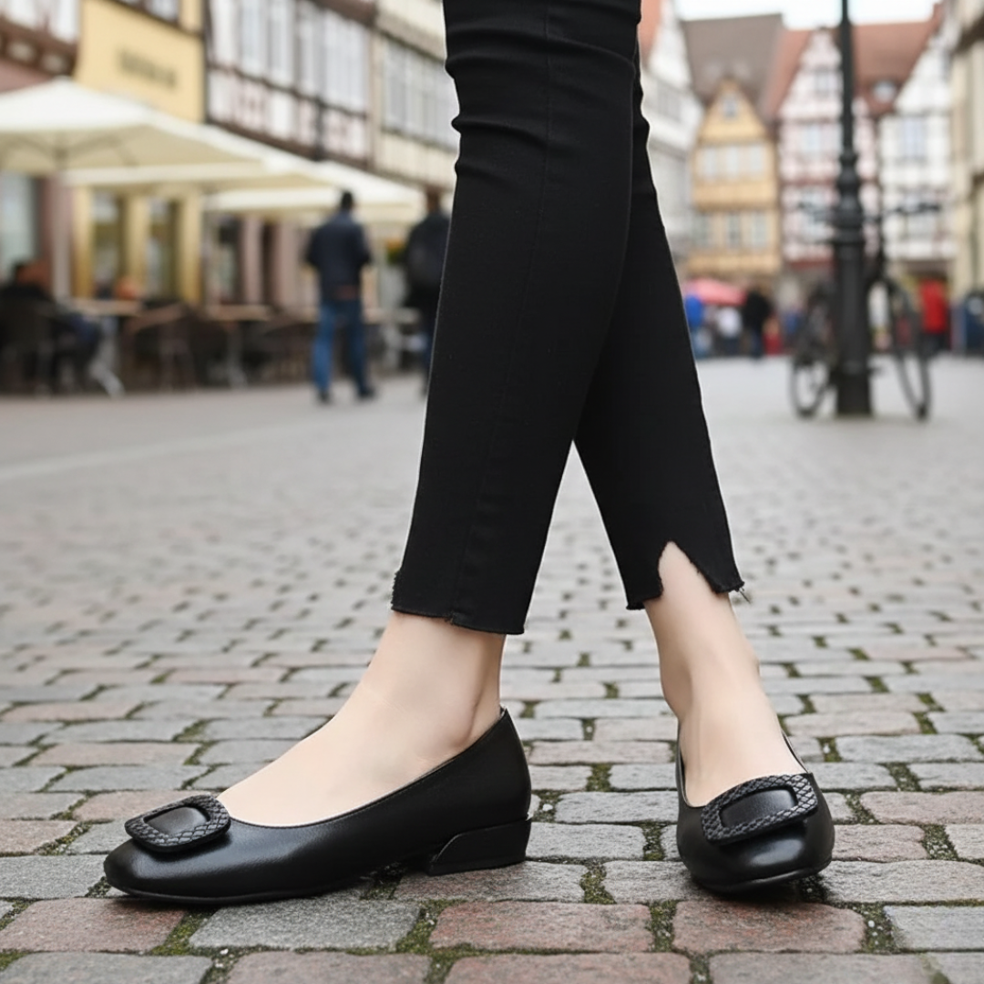 Orthopädische Walkingschuhe aus Leder für Damen mit Komfort-Sohle – Nordspur EleganceStep