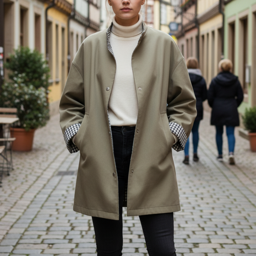 Jacke aus Lyocell & Baumwolle, wendbar mit Karofutter – UrbanEase Trench