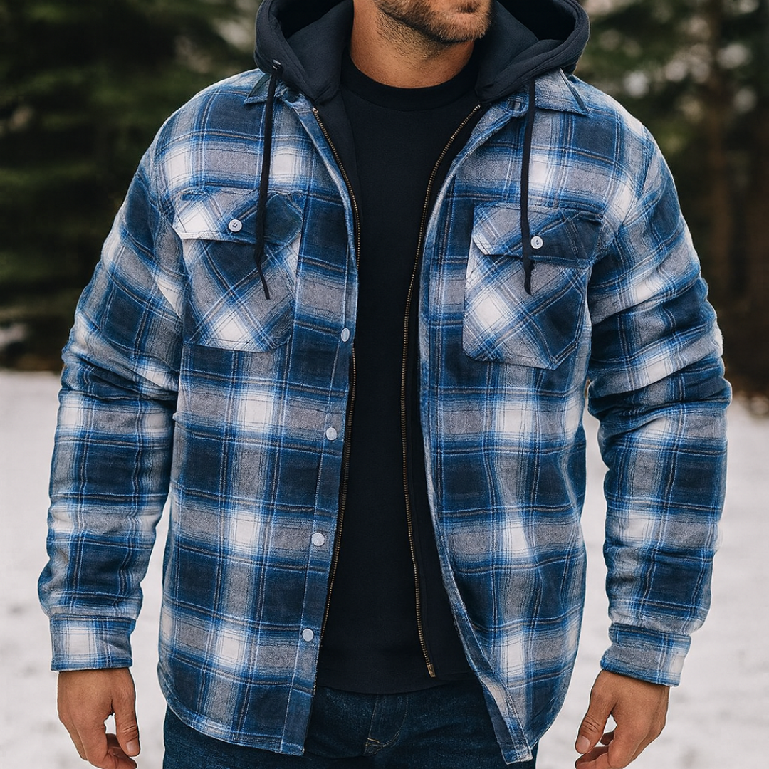 Freizeitjacke mit Karomuster & abnehmbarer Kapuze – NordicFlannel Jacket