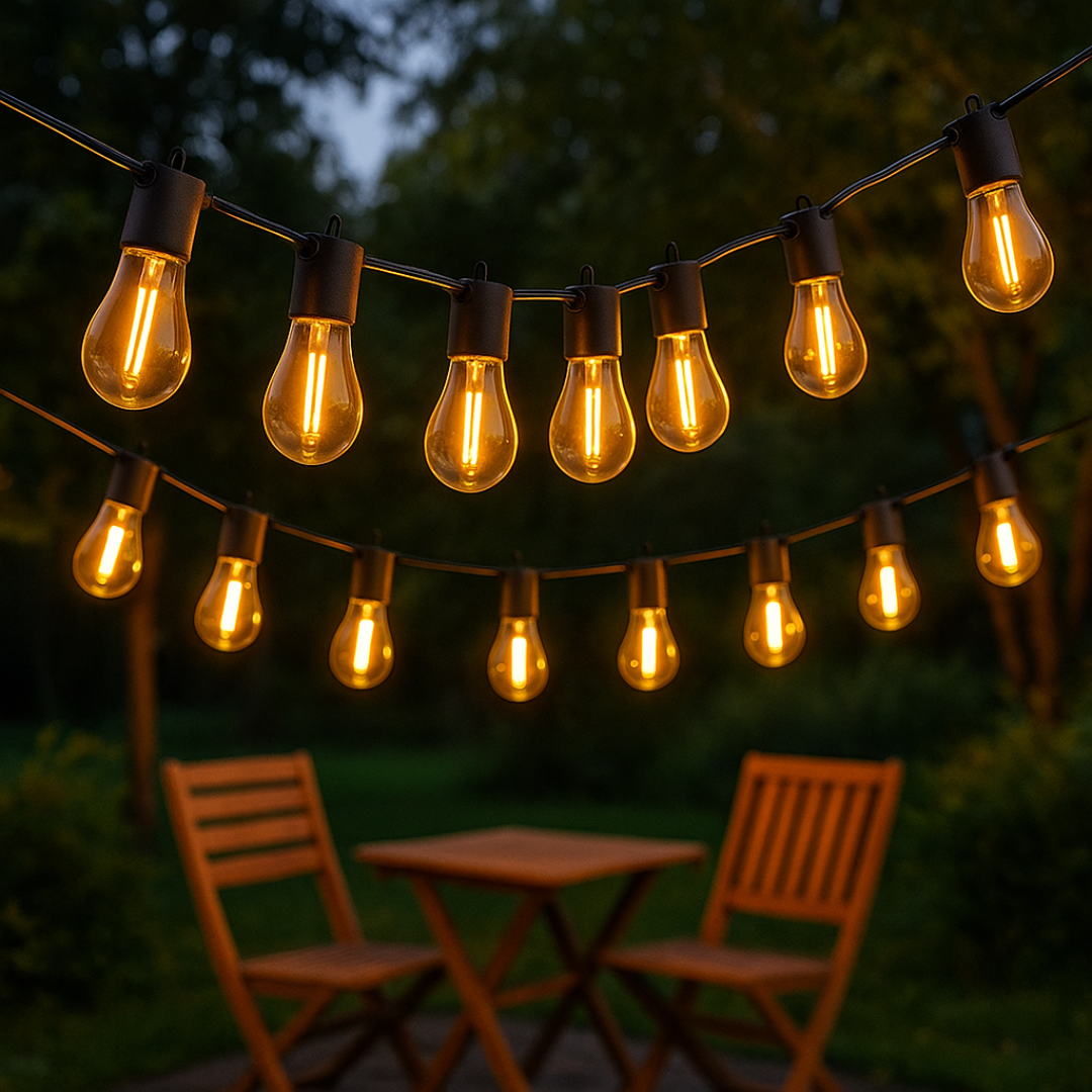 LED Außenlichterkette S14 warmweiß wasserdicht – GartenGlanz
