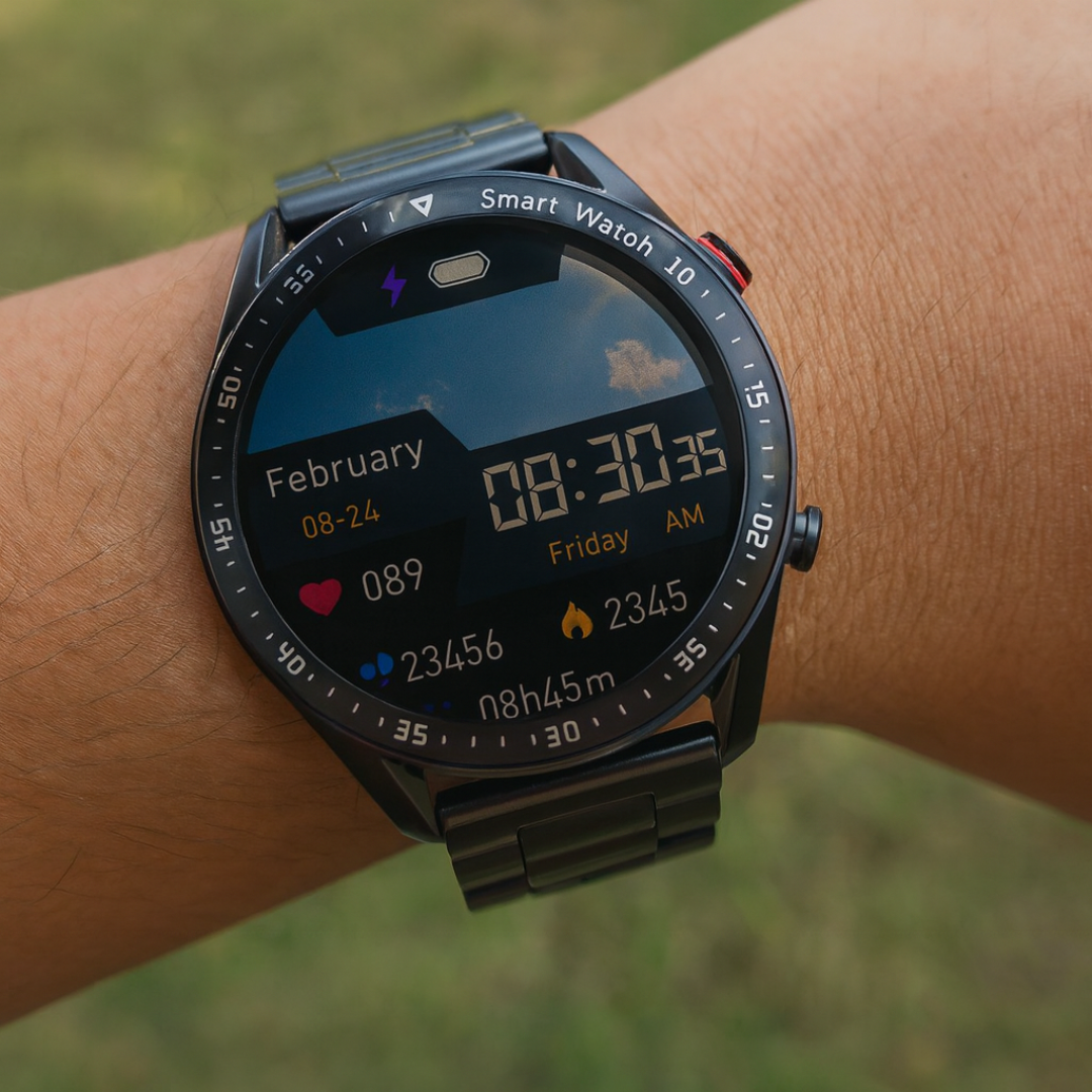 Smartwatch mit Blutzucker- & Vitalwert-Tracking, NFC & IP67 – GlucoTrack Pro