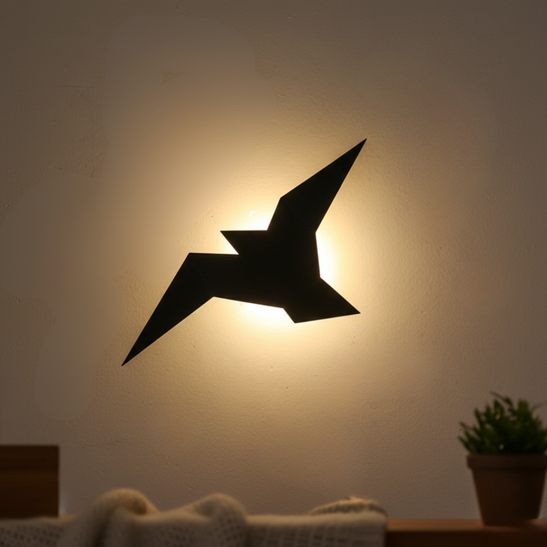 Innenbeleuchtung Vogel-Wandleuchte aus Metall & LED – SkyWing Light
