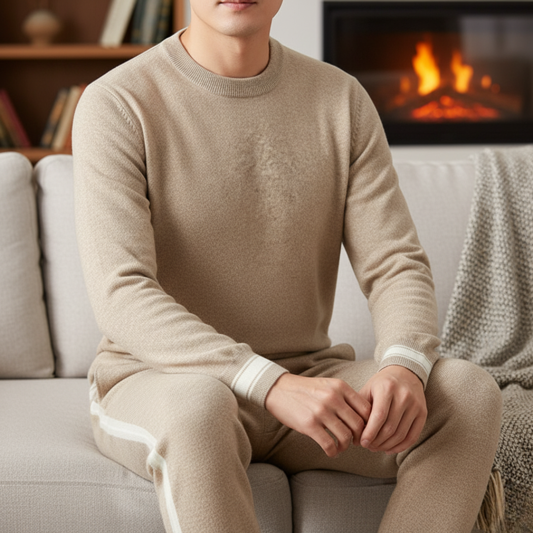 Trainingsanzug Herren 2-teilig mit Pullover & Joggerhose – KnitLuxe Set
