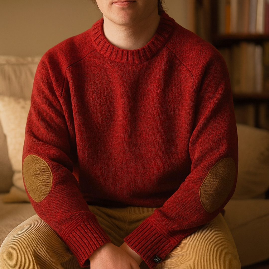 Wollpullover mit Ellenbogen-Patches & klassischem Schnitt – AlpineHaven Knit