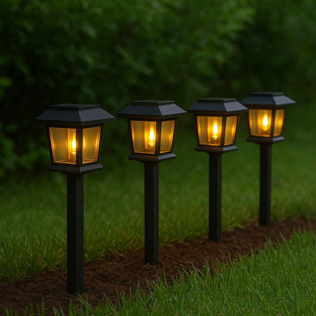 Solar Gartenleuchten Retro Warmweiß – LumiPath 4er-Set