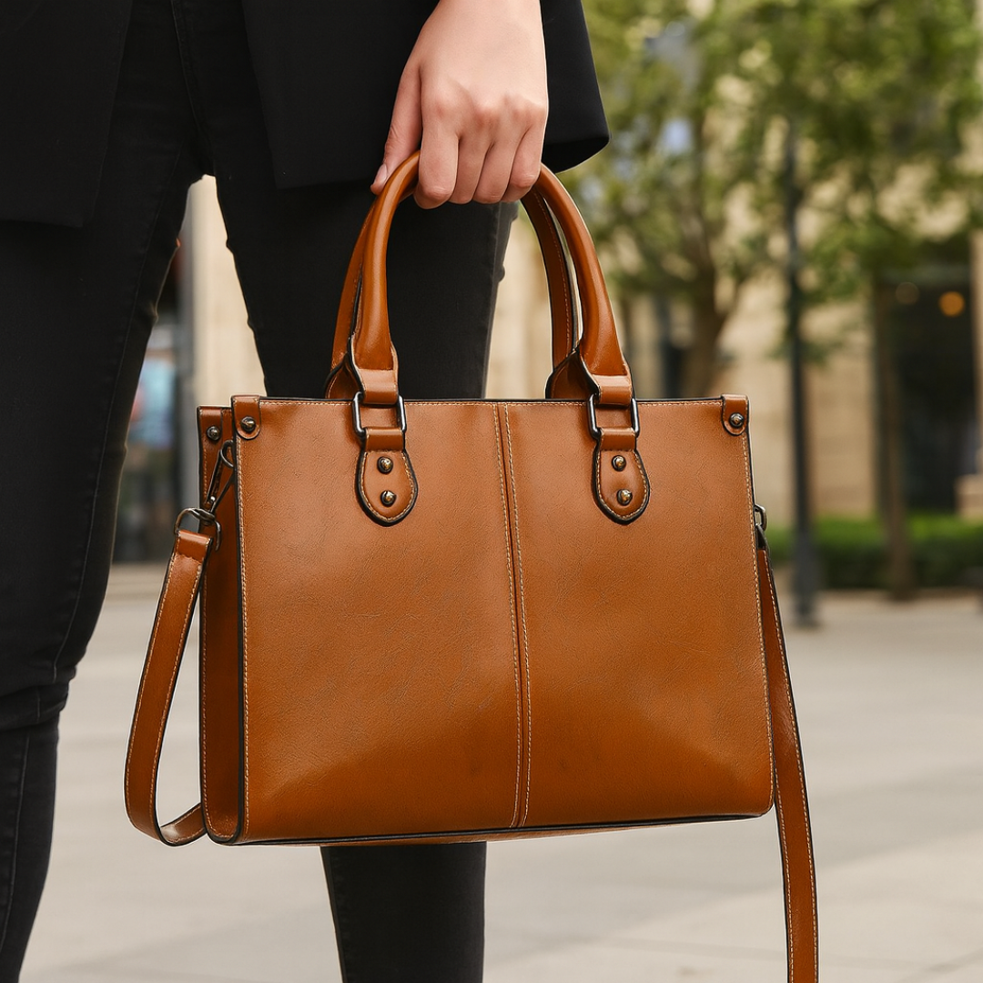 Ledertasche Damen Tote mit Schulterriemen & Innenfächern – Verona Classic Bag