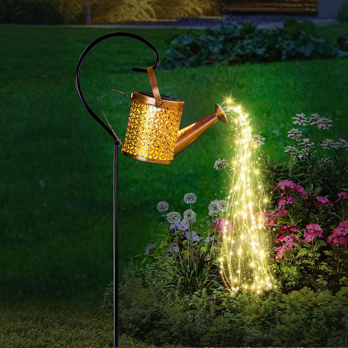 Solar-Gießkannen-Lichterkette mit 60 LEDs, Warmweiß oder Mehrfarbig