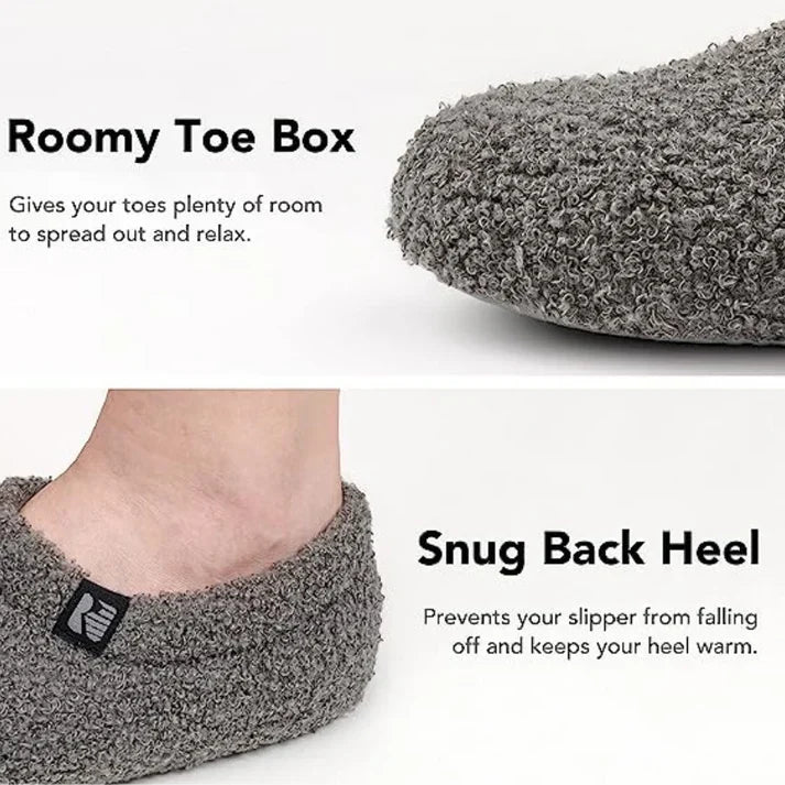 Sherpa-Fleece-Hausschuh mit Memory-Foam-Fußbett und Gummisohle, maschinenwaschbar