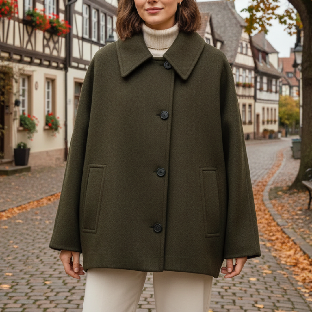 Mantel Damen aus Wollmischung mit Umlegekragen & Taschen – Lumière Court Coat