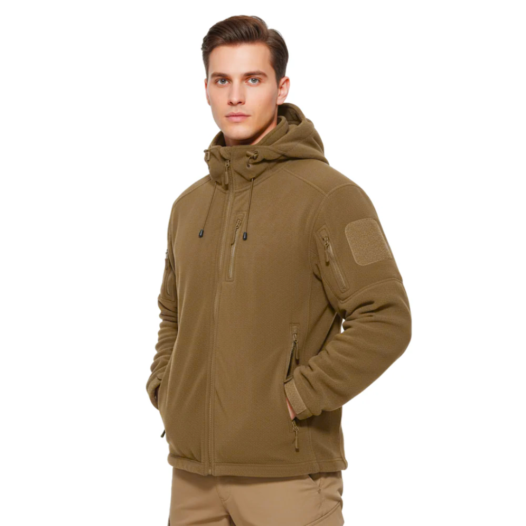Winddichte Herren-Fleecejacke mit Kapuze – Warme Outdoor-Softshell