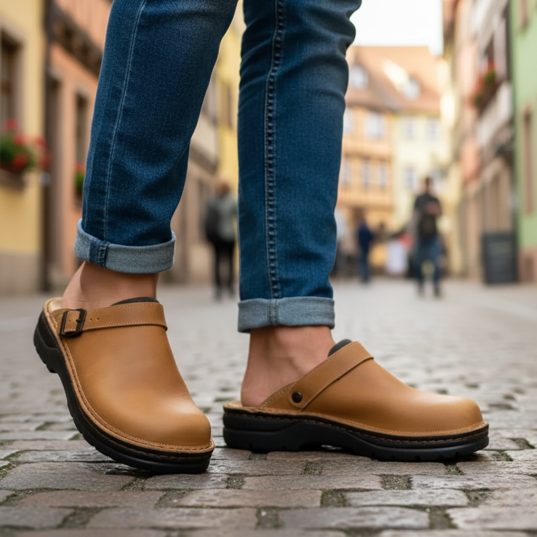 Orthopädische Walkingschuhe aus Leder für Herren mit Komfortfußbett – Nordspur GentleStep