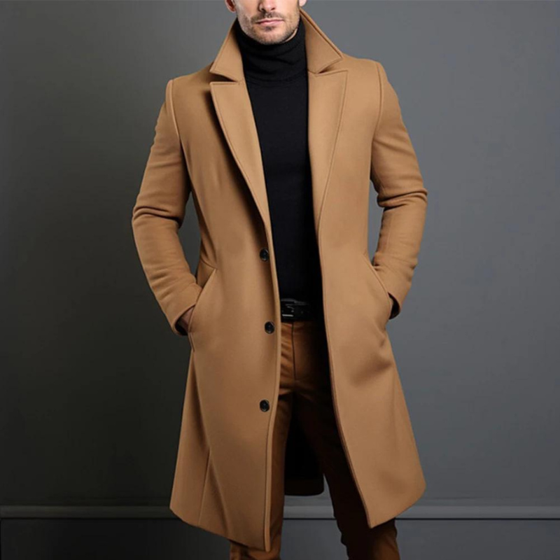 Herren Wollmantel – Taillierter Longline-Layer für Business und Winterkleidung