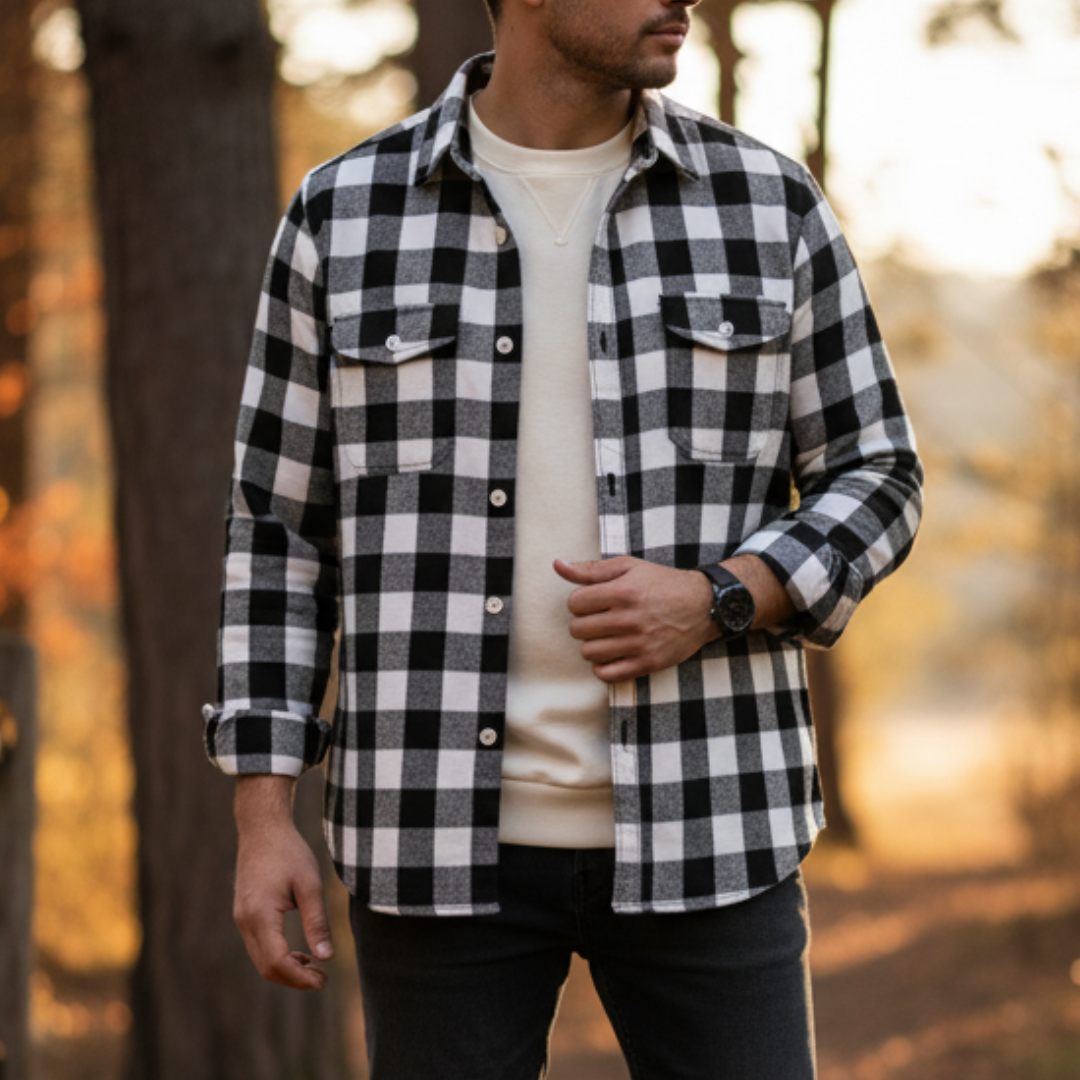 Flanellbluse mit Karomuster & weicher Baumwollmischung – NordTrail Classic