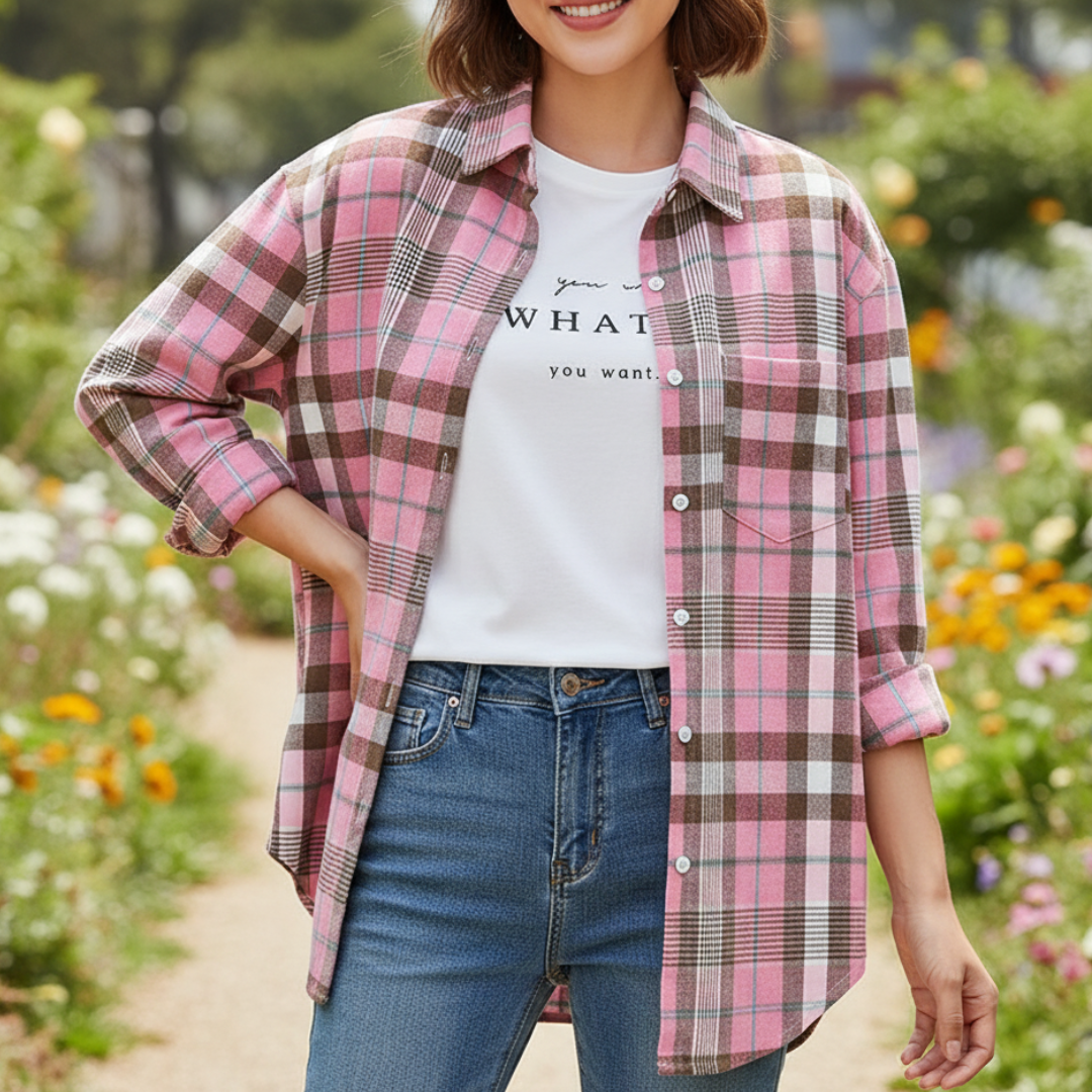 Flanell Bluse mit Karomuster & Baumwollmischung – Nordspur CozyPlaid