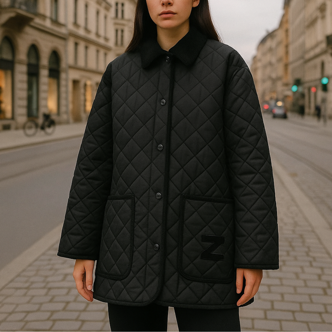 Jacke mit gestepptem Baumwoll-Design & Cordkragen – Quilted Elegance