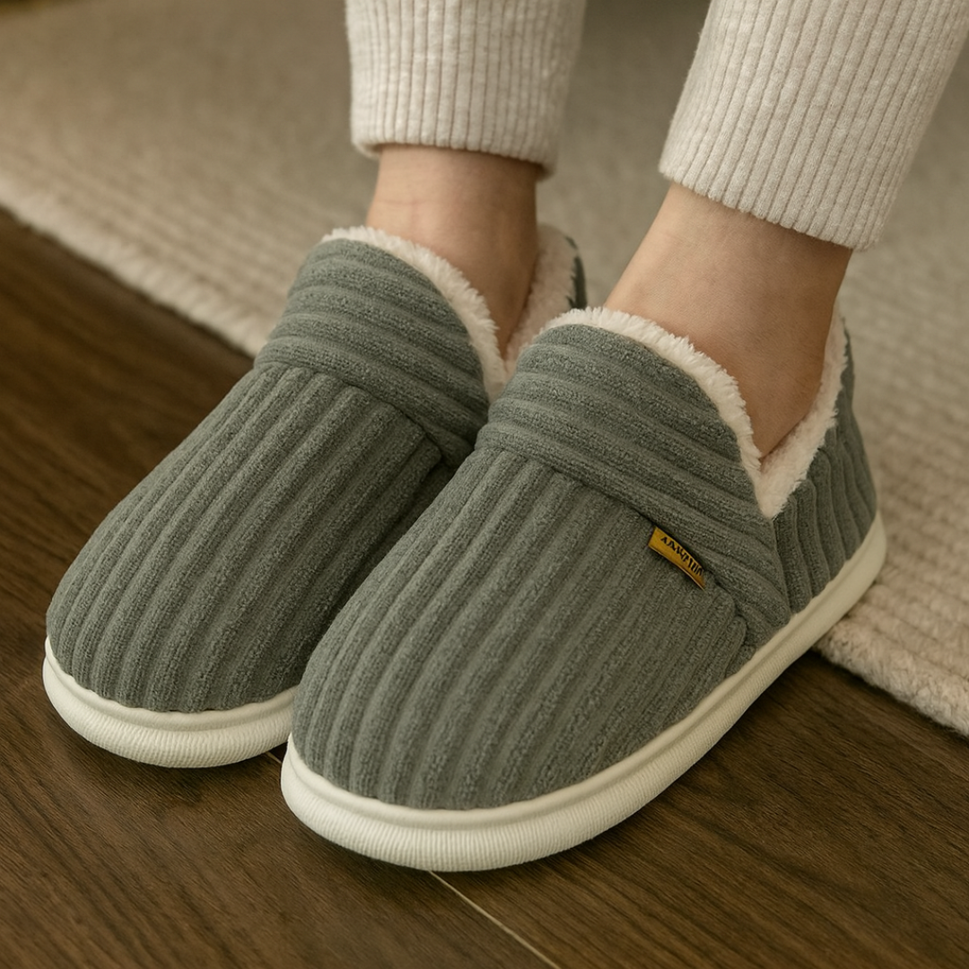 Flanell Hausschuhe Winter warm & rutschfest für Damen & Herren – CozyStripe