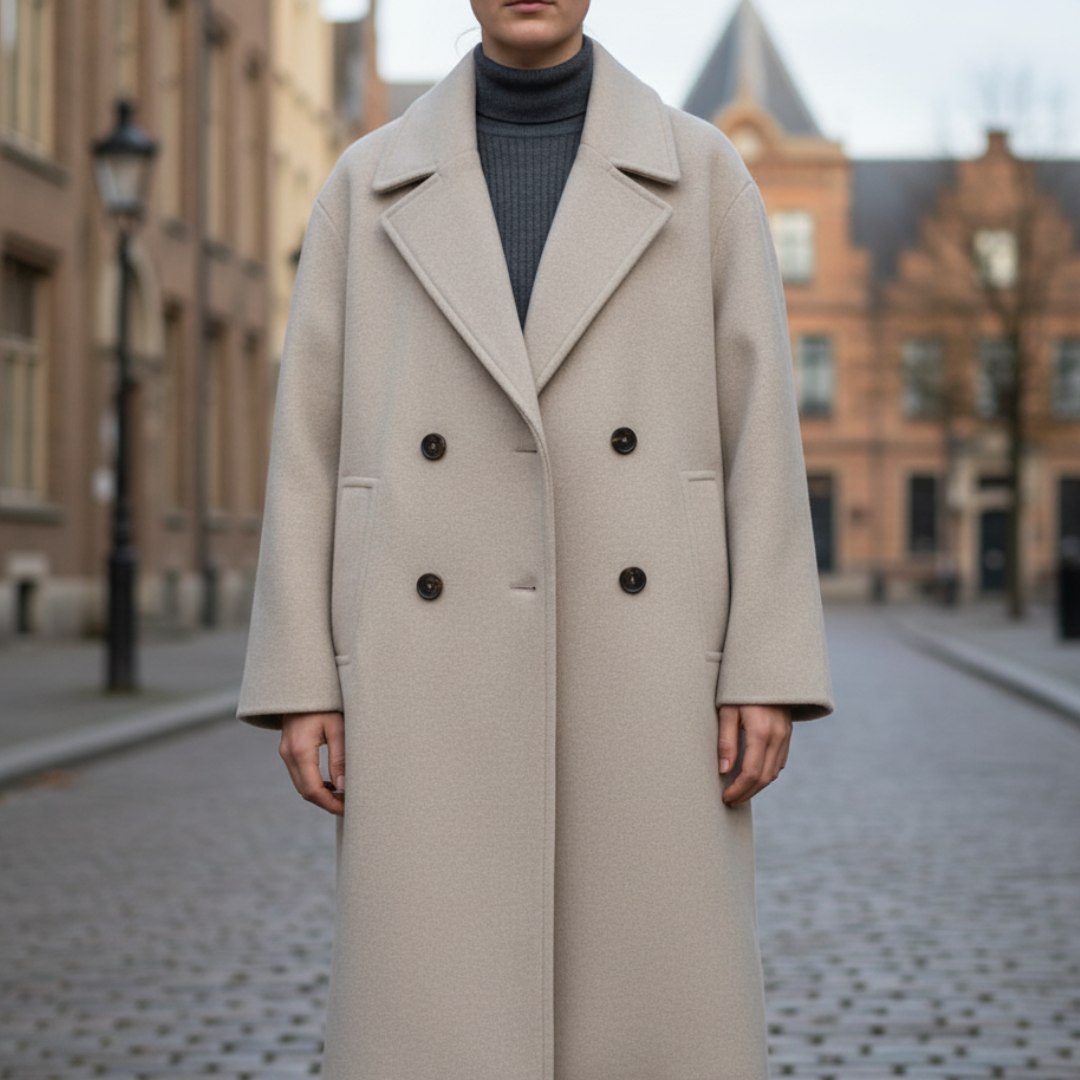 Mantel Damen Oversized mit Doppelreiher & Taschen – Nordveil Woolen Coat