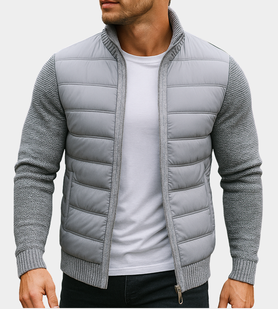 Jacke mit Steppfront und Strickärmeln