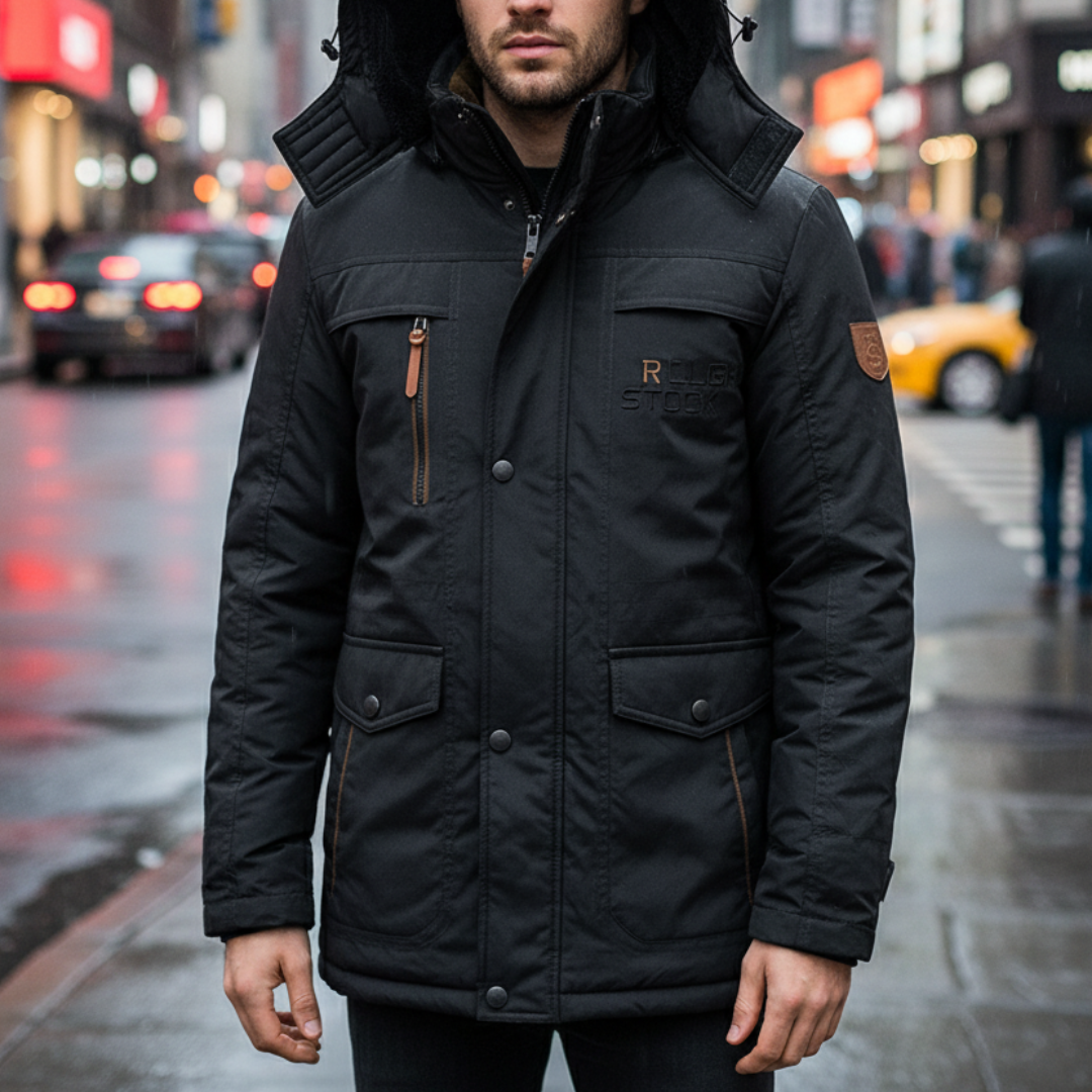 Winterjacke Herren mit Kapuze & Windschutz – NordGlacier Parka
