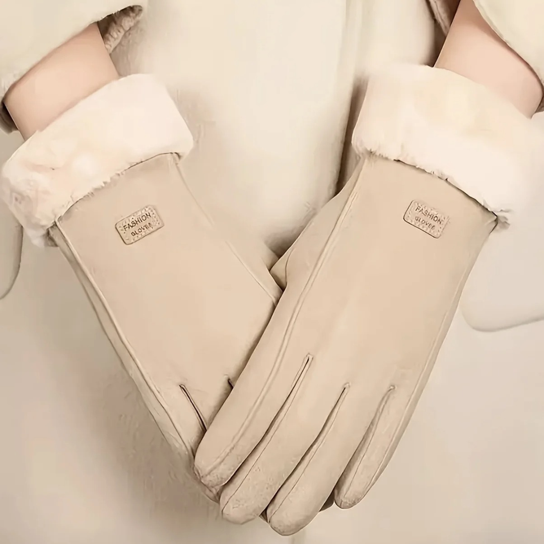 Touchscreen Handschuhe mit Plüschfutter – WinterGrip Beige