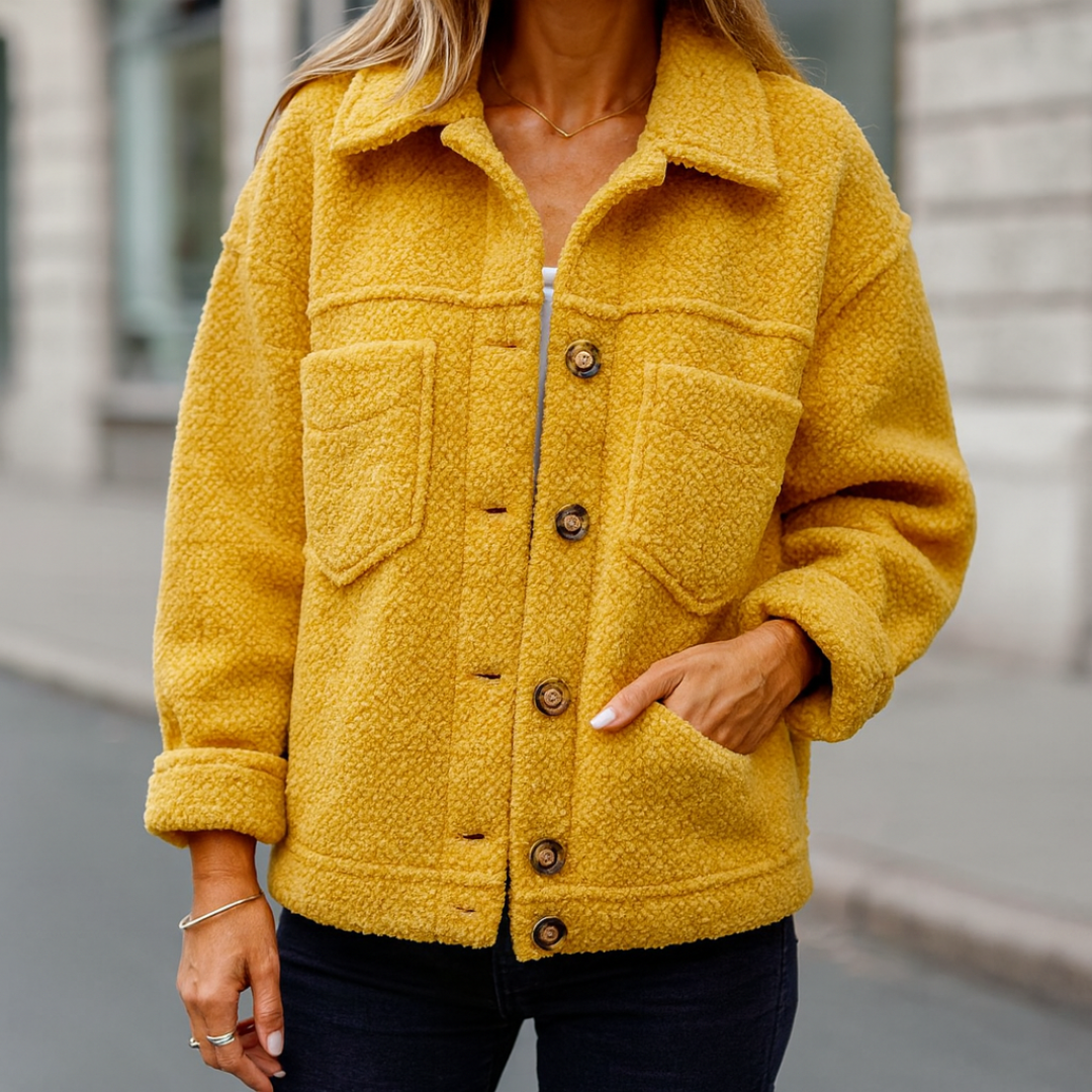Teddyjacke Damen kurz & warm mit Reverskragen – CozySpring Jacket