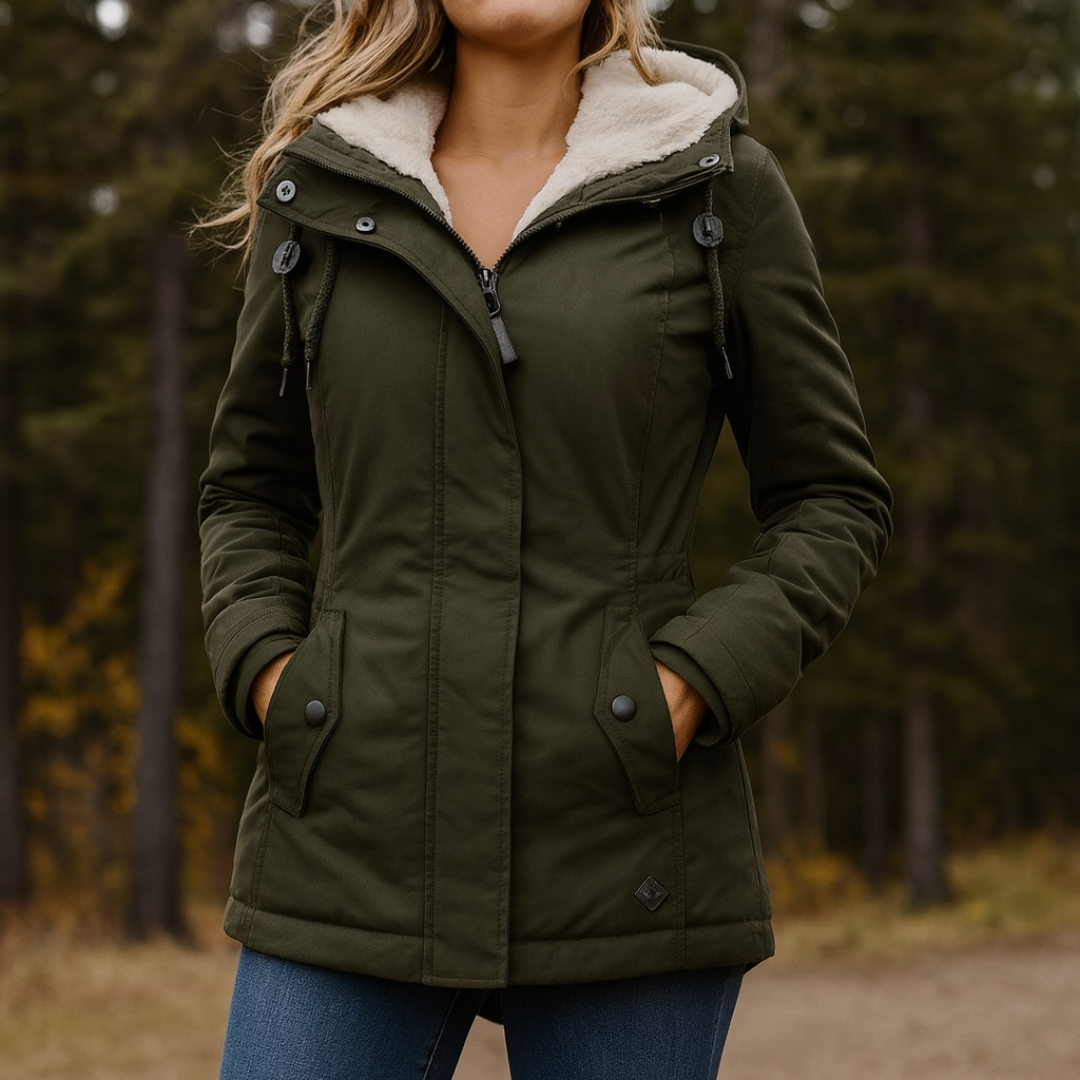 Damen Winterjacke wasserabweisend mit Kapuze & Fleecefutter – Nordveil Coat