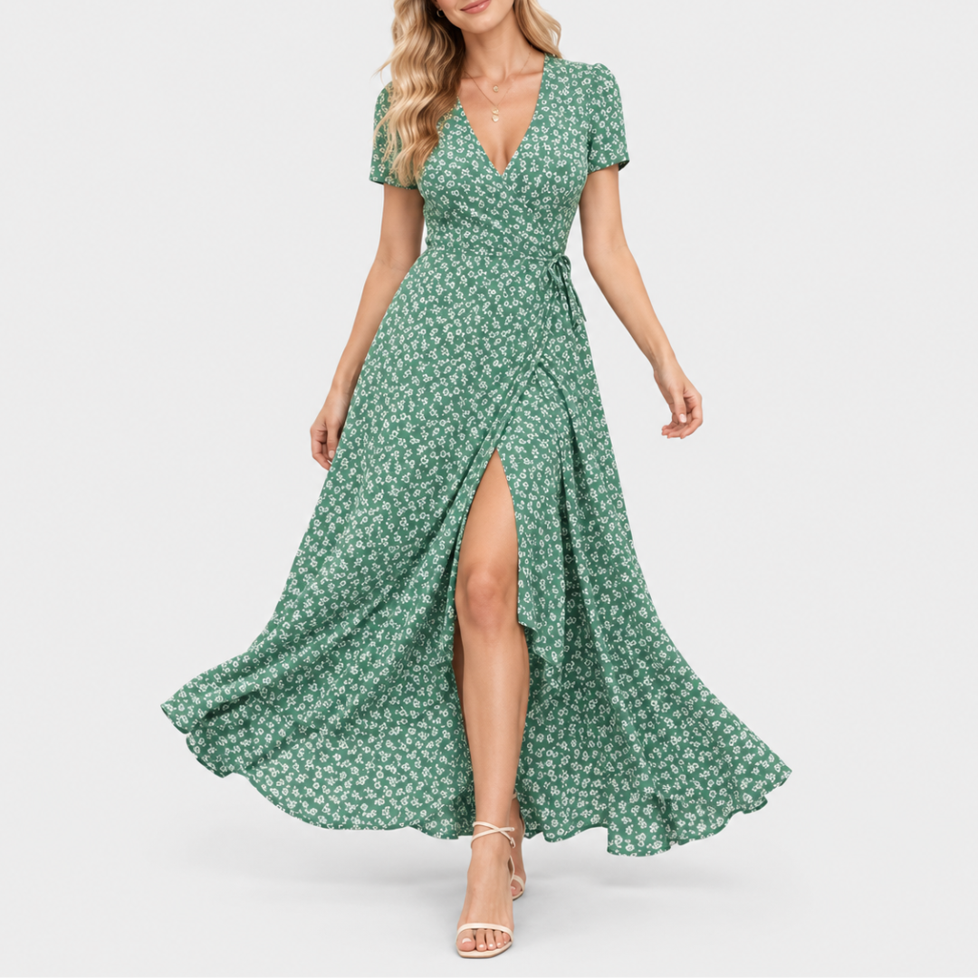 Nordspur | Floravel Lockeres Boho-Blumen-Maxikleid