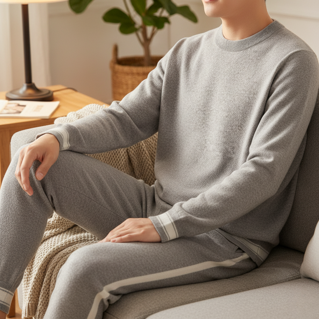 Trainingsanzug Herren 2-teilig mit Pullover & Joggerhose – KnitLuxe Set