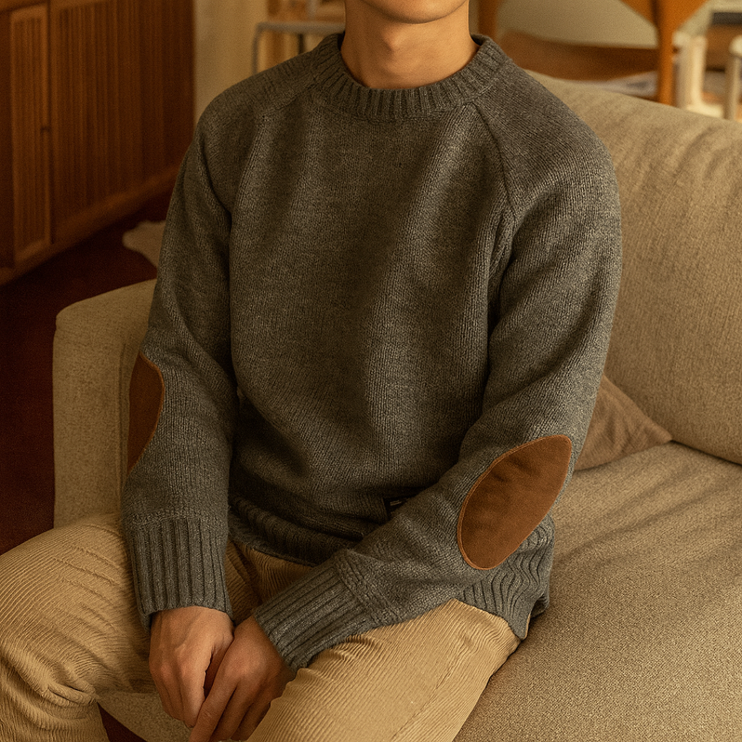 Wollpullover mit Ellenbogen-Patches & klassischem Schnitt – AlpineHaven Knit