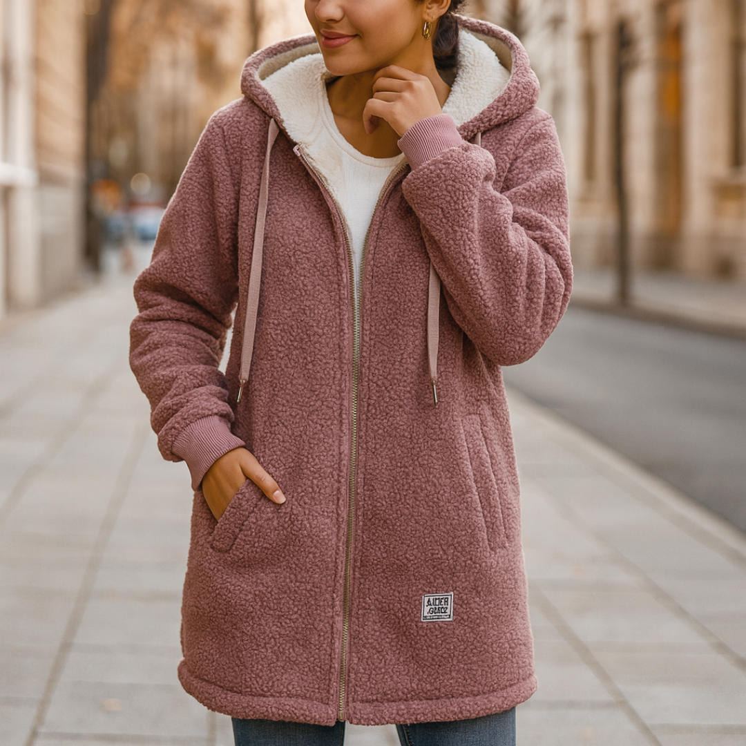 Damen Fleecejacke mit Kapuze & Taschen – CozyWarm Birgitta