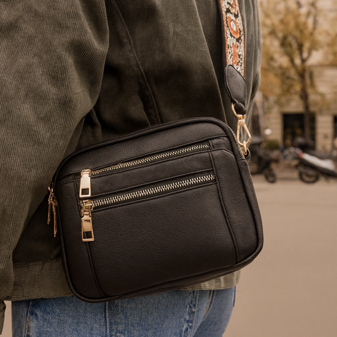Umhängetasche aus veganem Leder mit Boho-Riemen – RetroCharm Bag