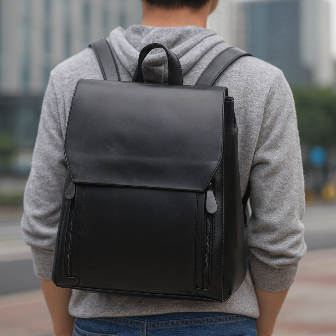 Rucksack Handtasche aus Leder mit Steppmuster – Eleganzia Pack