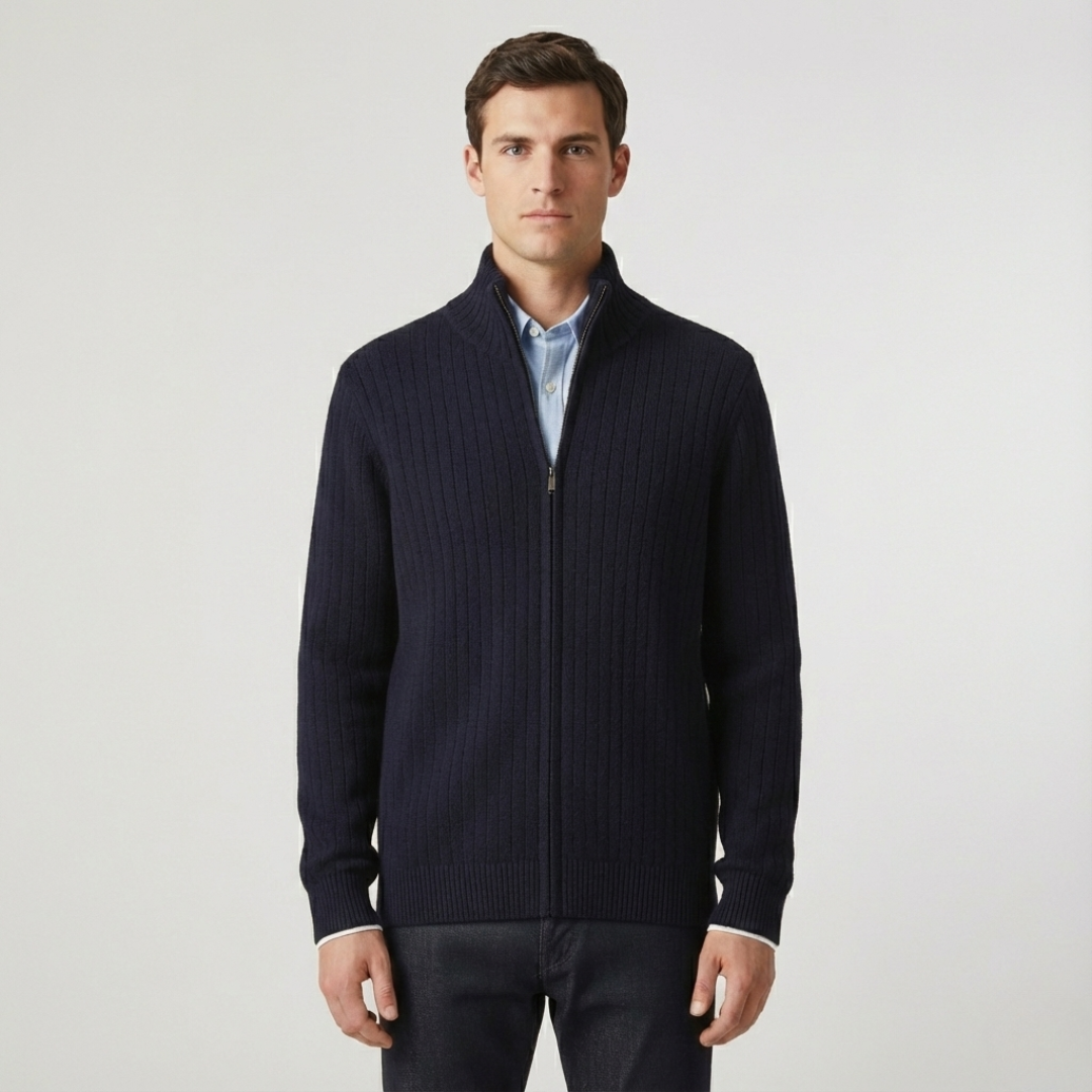 Nordspur | Merino-Strickjacke mit durchgehendem Reißverschluss