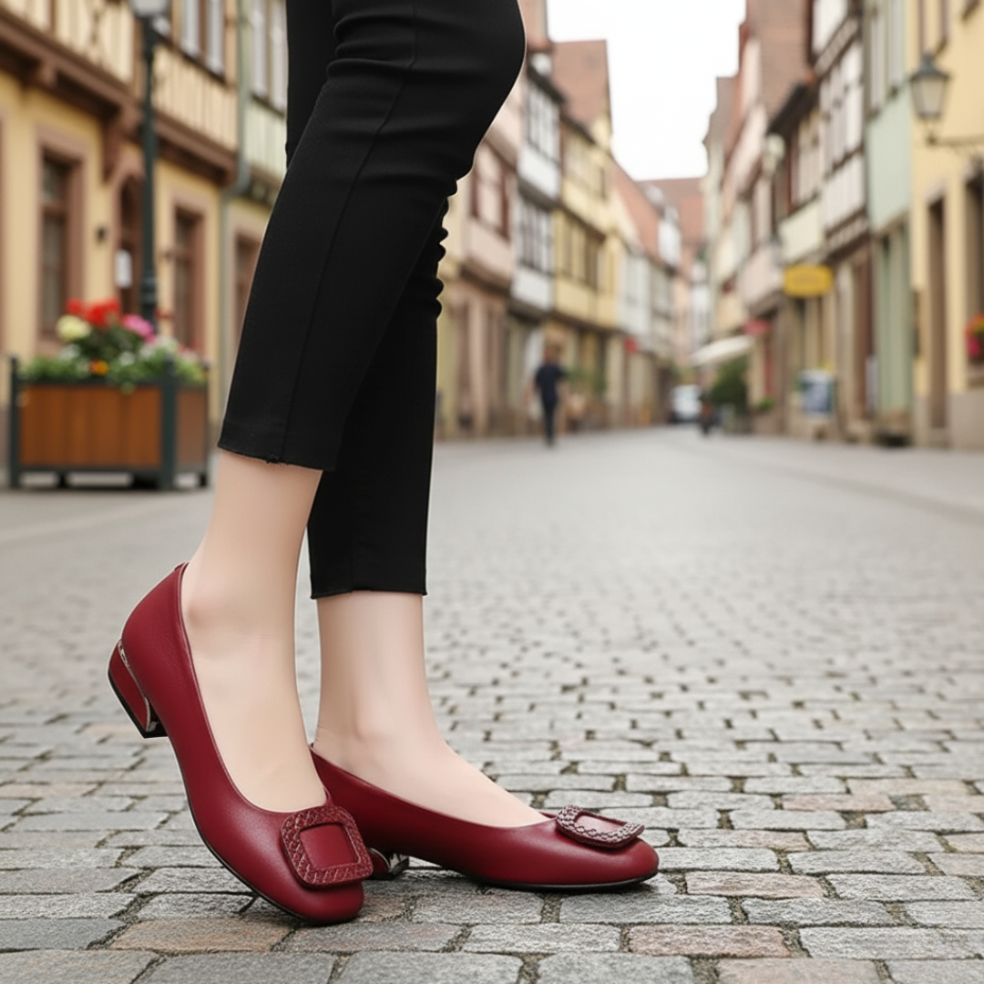 Orthopädische Walkingschuhe aus Leder für Damen mit Komfort-Sohle – Nordspur EleganceStep