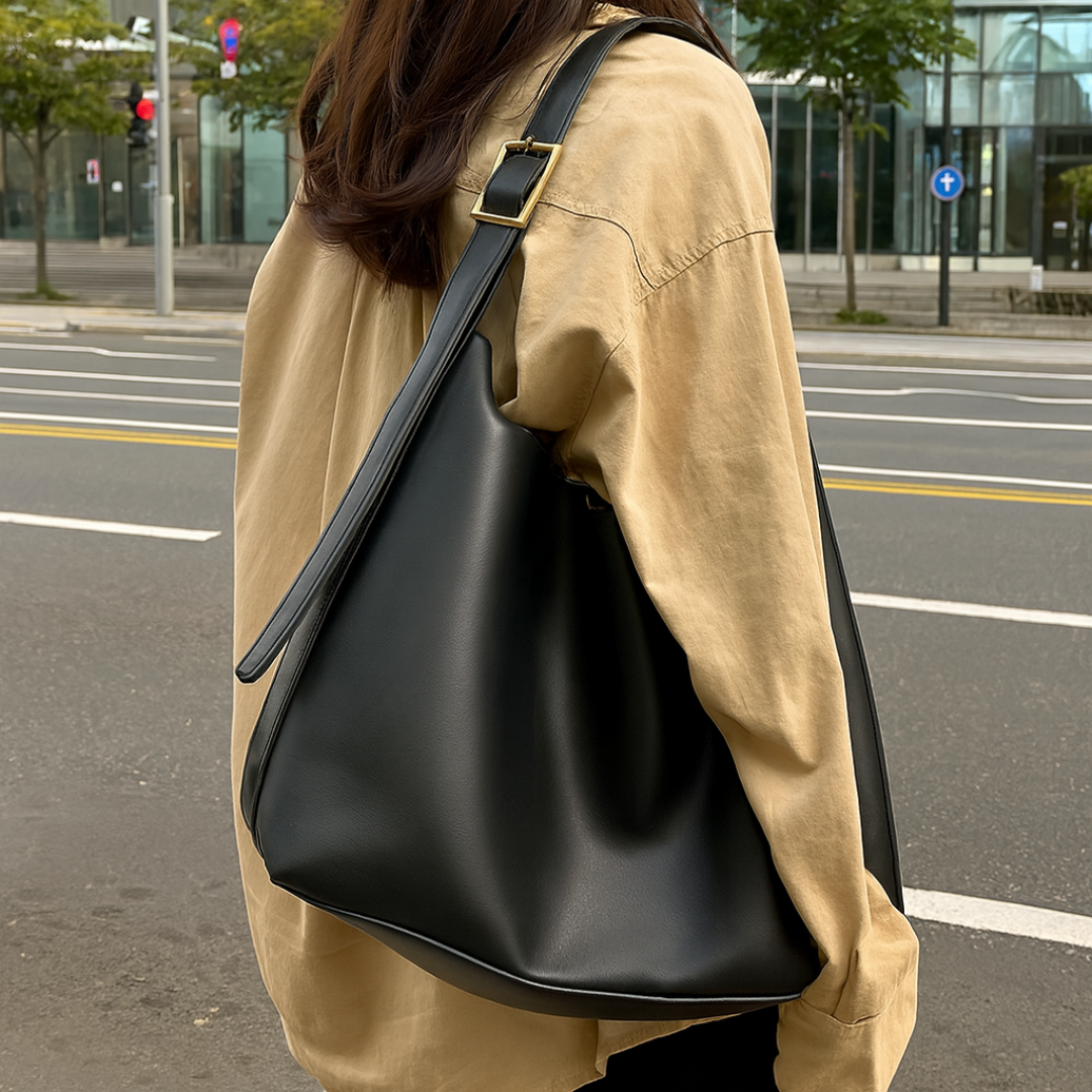 Lederschultertasche mit großem Stauraum & breitem Gurt – Aurielle Bag