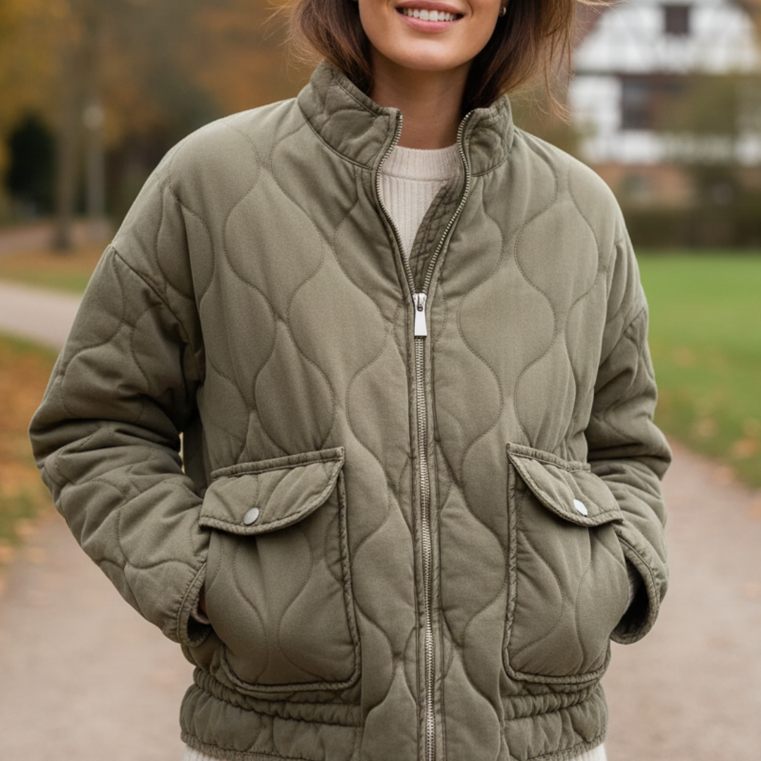Mantel Damen gesteppt mit hohem Kragen & Taschen – QuiltaWarm Jacke