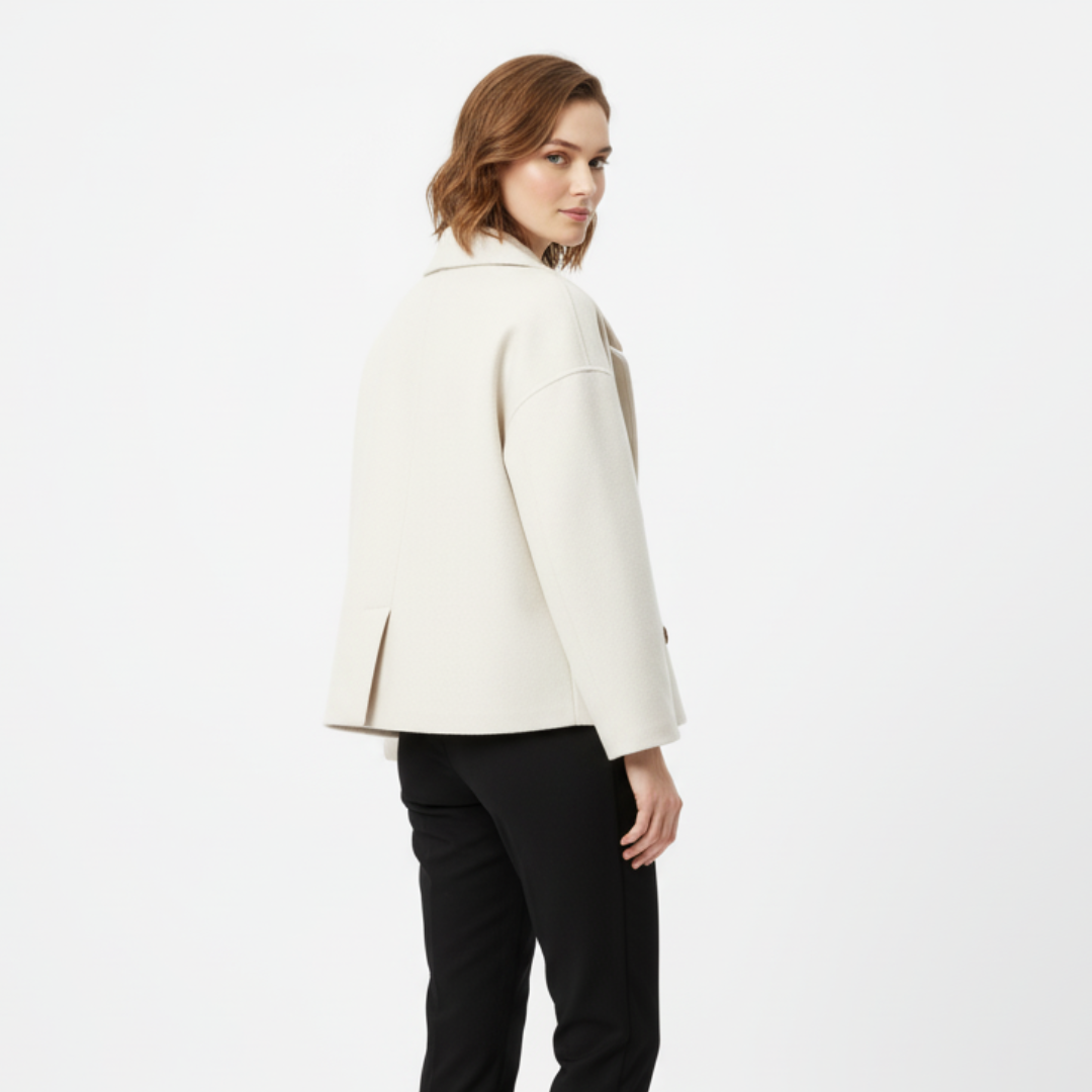 Damen Kurz geschnittener Wollmantel – Vintage Zweireihige Jacke