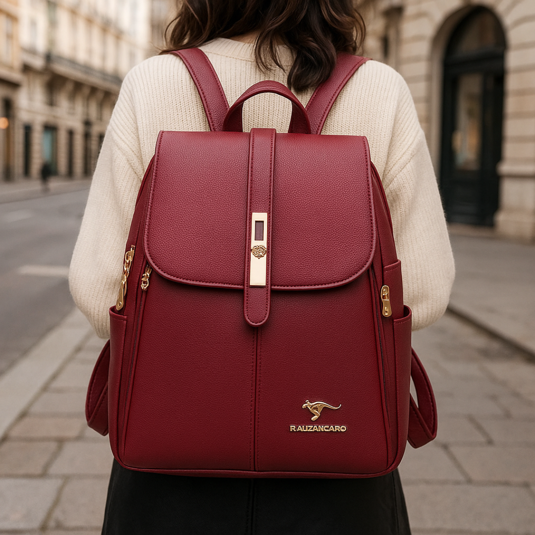 Leder Taschen Rucksack für Damen mit Schloss & Fächern – ClassicCharm Backpack