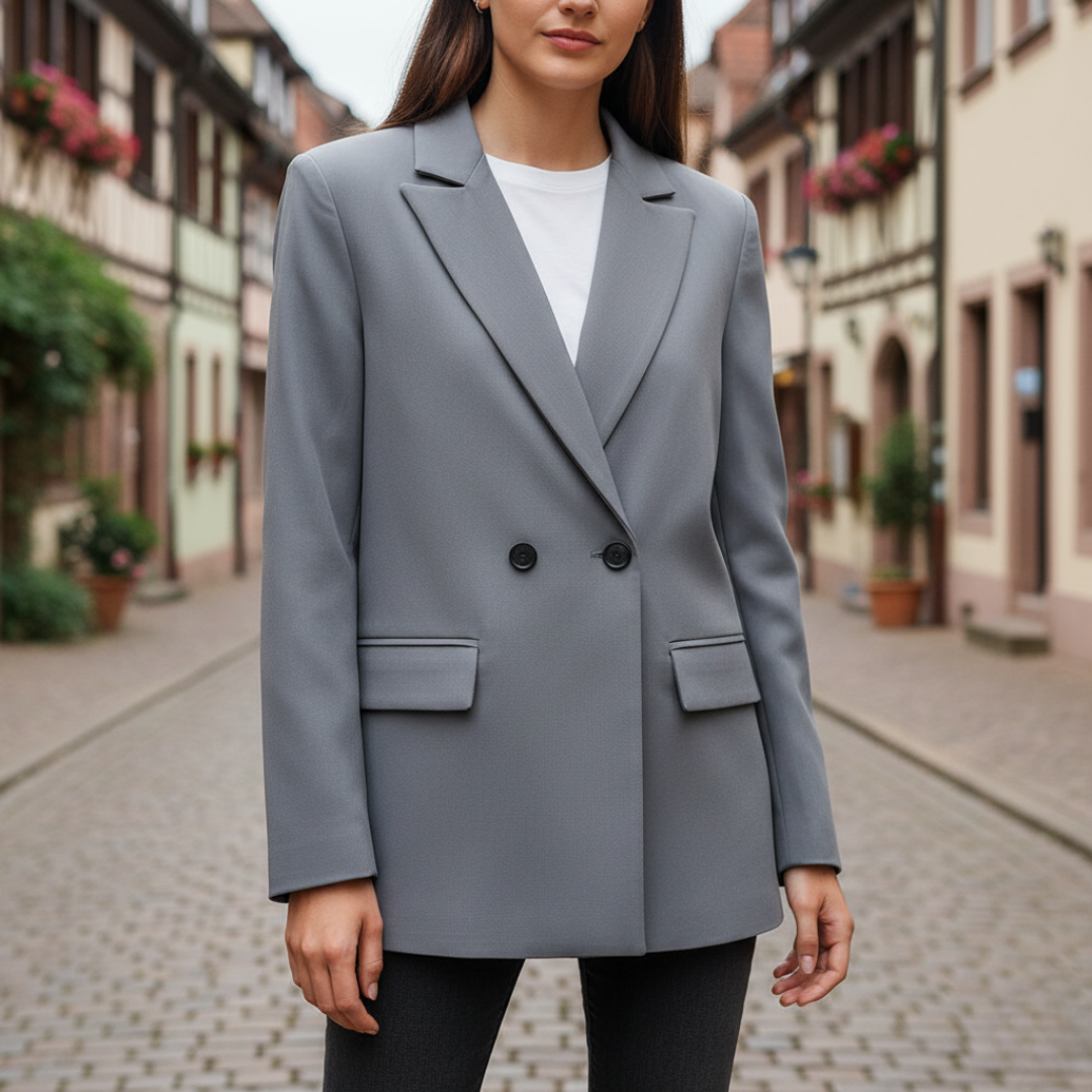 Mantel Damen mit Doppelreiher & Reverskragen – ClassyForm Blazerjacke