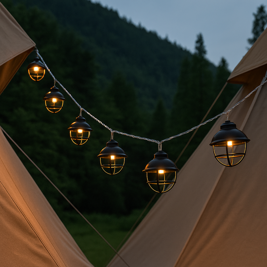 LED Zelt-Lichterkette 170 cm wasserdicht batteriebetrieben – CampGlow