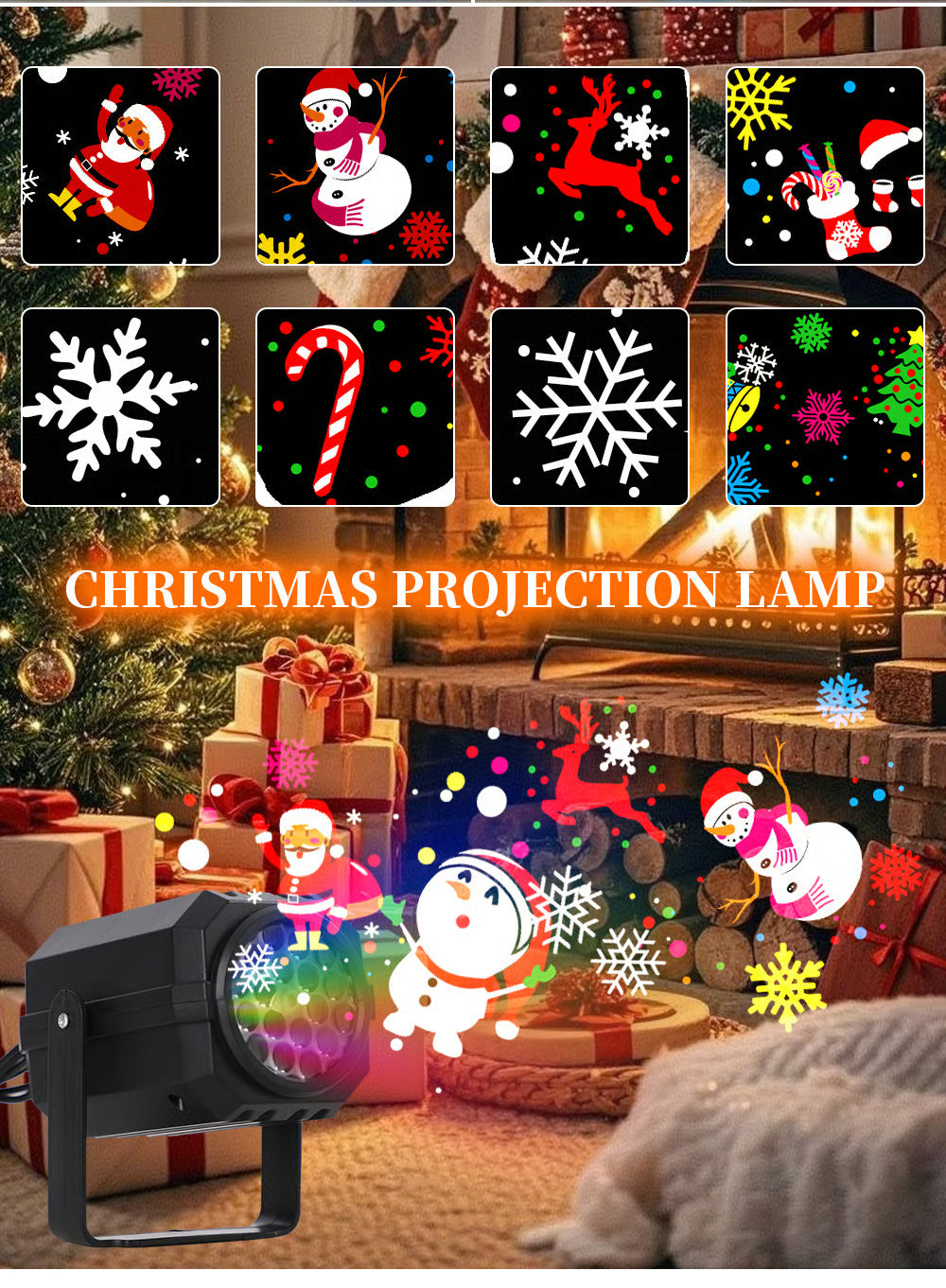 LED Weihnachts-Projektionslampe – 16 Muster