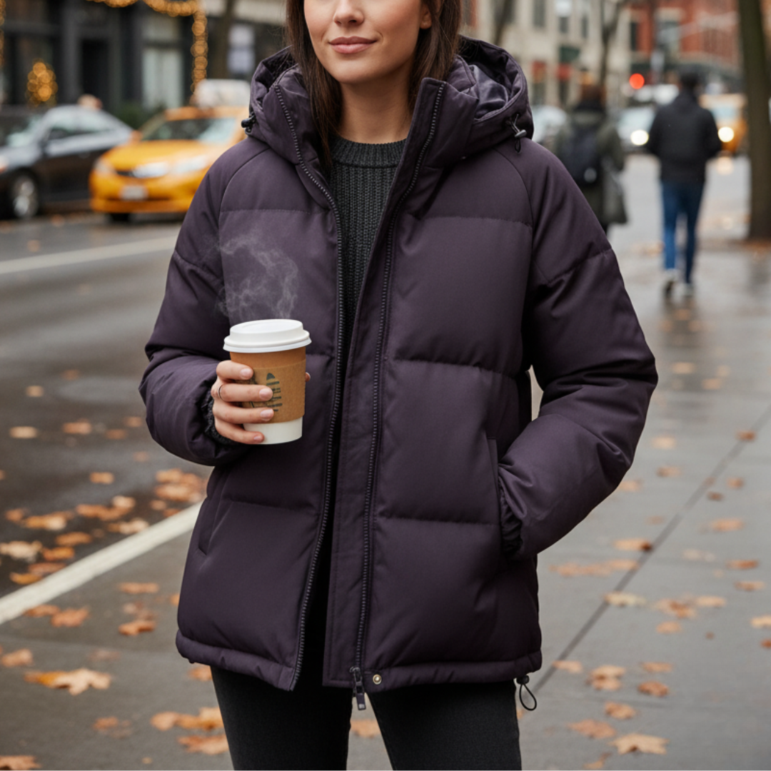 Damen Steppjacke wasserabweisend & leicht | Wintermantel mit Kapuze – Nordlys Puffer
